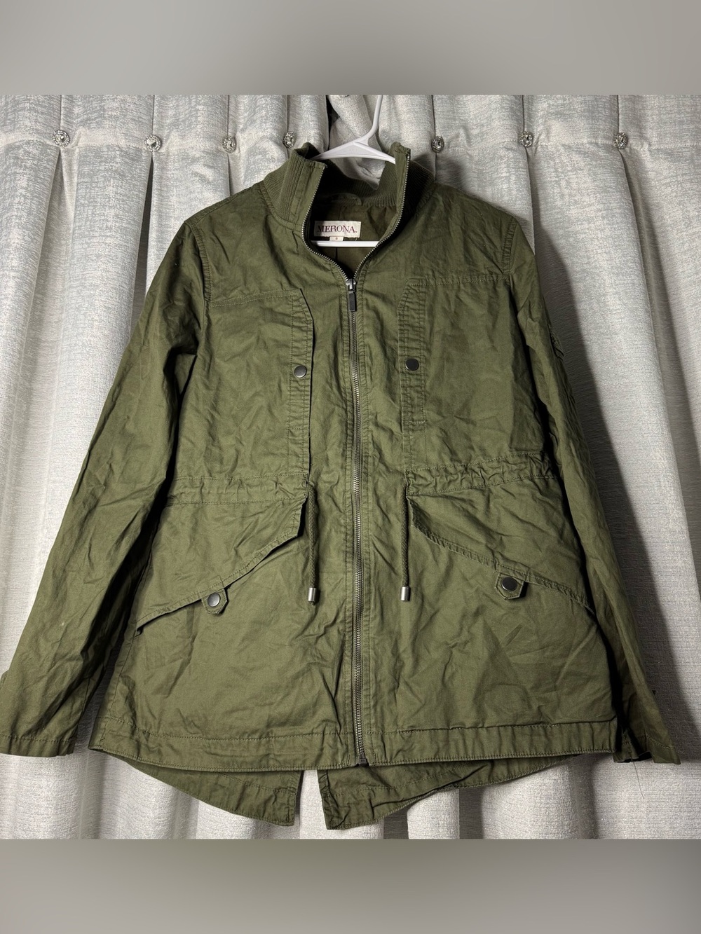 Merona Women’s Army Olive Green Windbreaker Rain Light Jacket